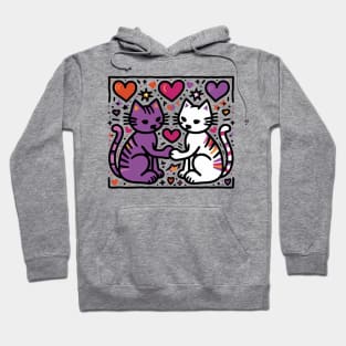 Show Your Love - Keith Haring inspired Cat Design Hoodie